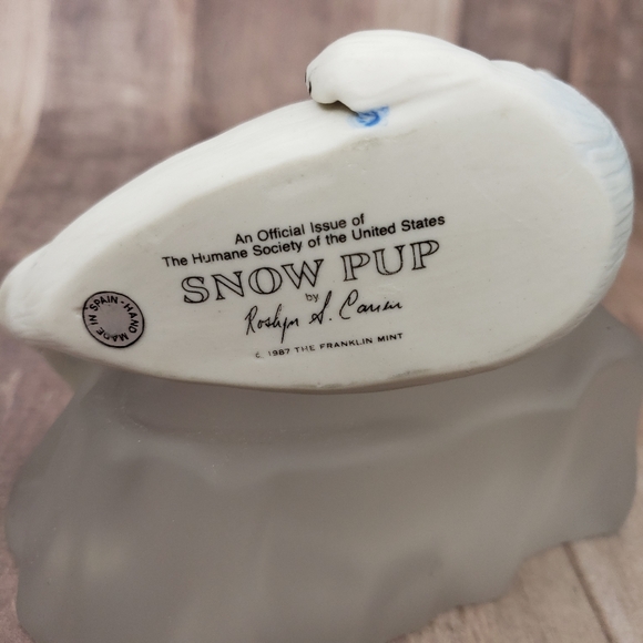 Vintage The Franklin Mint Snow Pup on Ice White Seal 1987 Humane Society - Picture 6 of 14